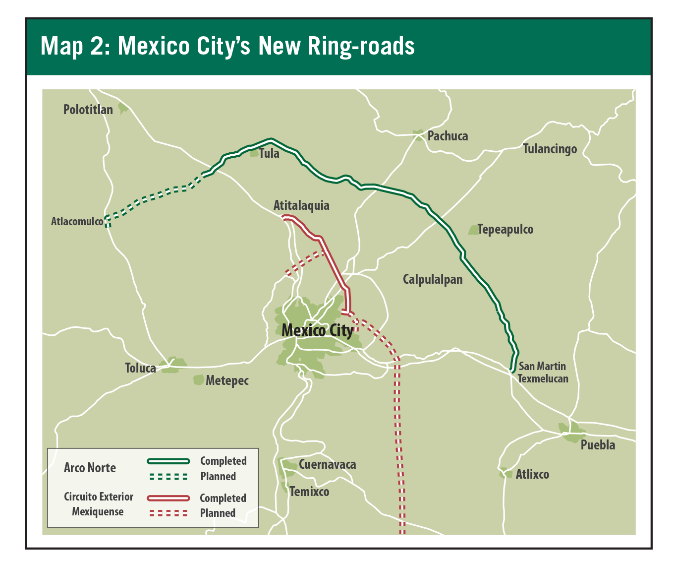 Map 2: Mexico City's New Ring-roads