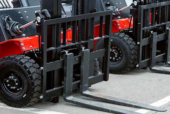 New Red Electric Forklifts Parked​​