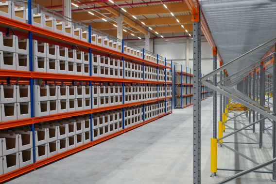 Racking systems in an industrial warehouse ​