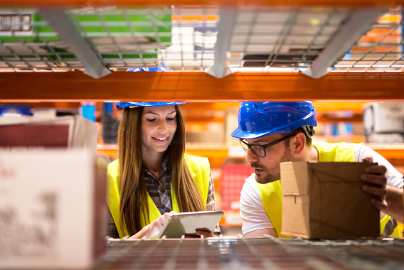 Warehouse workers doing inventory