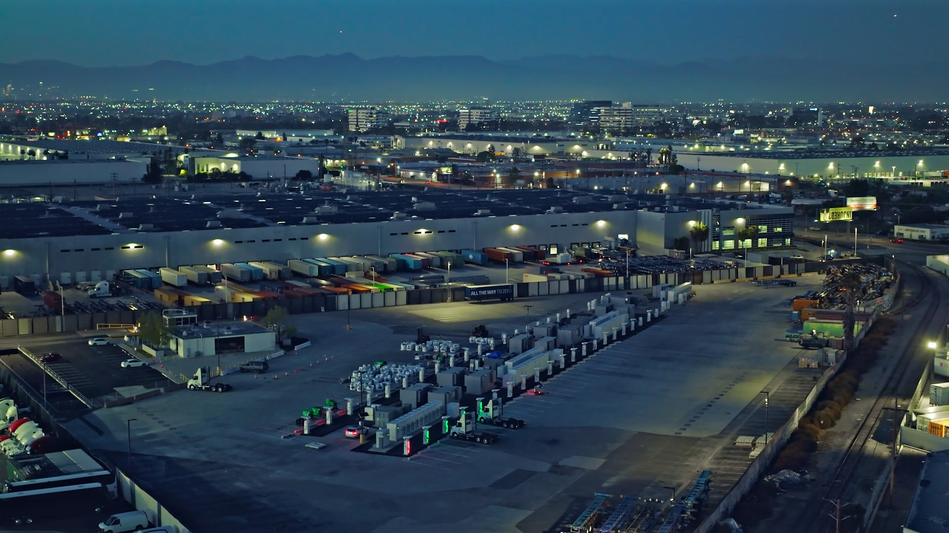 aerial view of denker hub at night