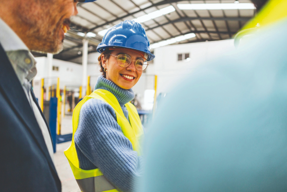 workers greeting