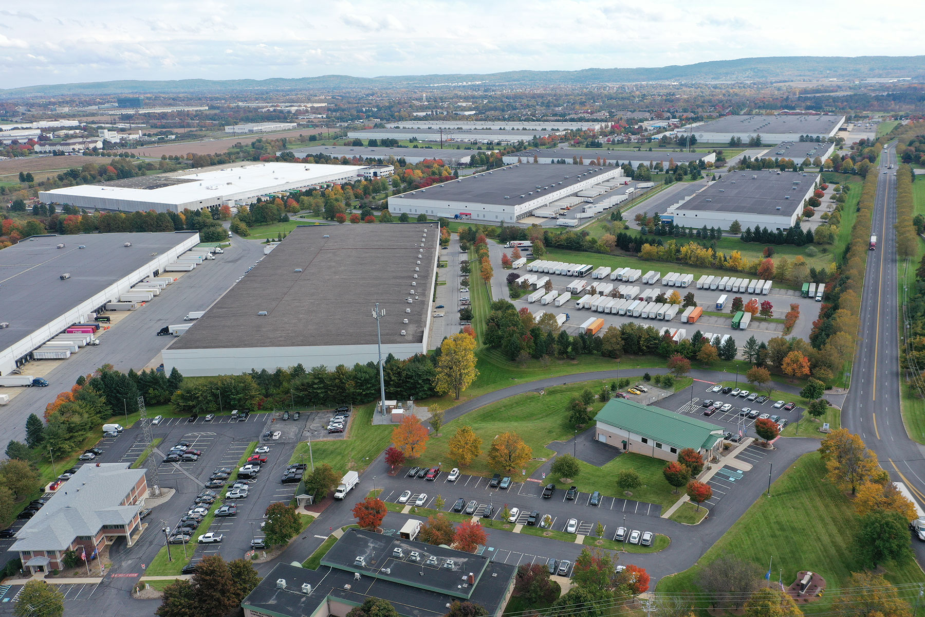 Overhead view of Prologis buildings in New York