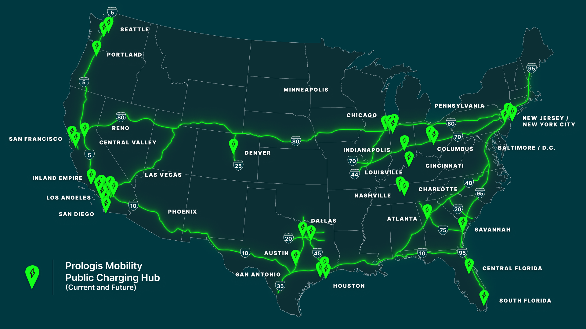 Prologis Mobility Public Charging Hub Map